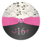 Pink, Black, and Silver Sweet Sixteen Sticker