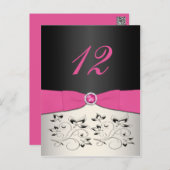 Pink, Black, and Silver Table Number Postcard (Front/Back)