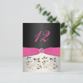 Pink, Black, and Silver Table Number Postcard (Standing Front)