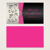 Pink, Black, and Silver Wedding Favor Tag (Front & Back)