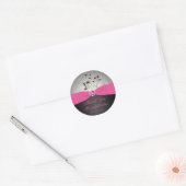 Pink, Black, and Silver Wedding Thank You Sticker (Envelope)