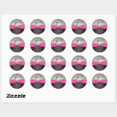 Pink, Black, and Silver Wedding Thank You Sticker (Sheet)