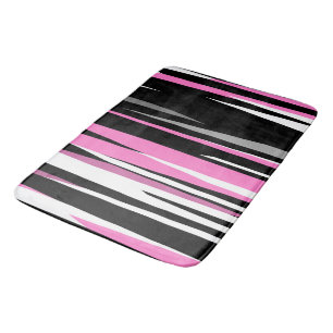 Pink Black and White Abstract Bath Mat