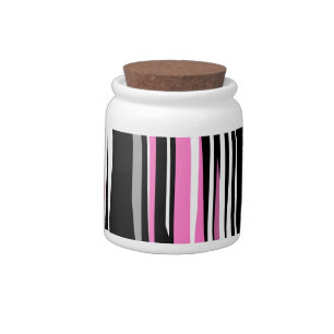 Pink Black and White Abstract Candy Jar