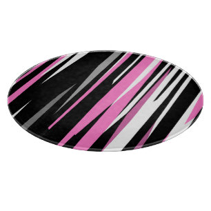 Pink Black and White Abstract Cutting Board
