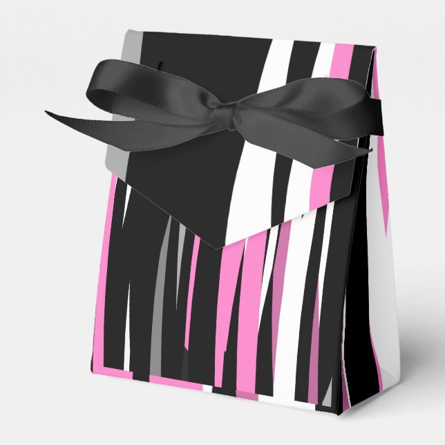 Pink Black and White Abstract   Favor Boxes (Front Side)