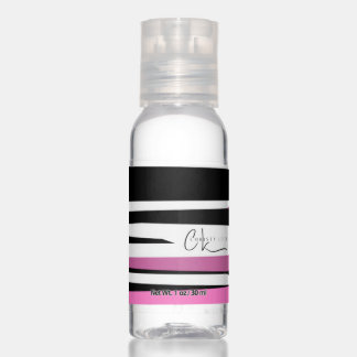 Pink BLack and White Abstract Hand Sanitizer