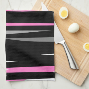 Pink Black and White Abstract Kitchen Towel