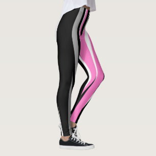 Pink Black and White Abstract Leggings