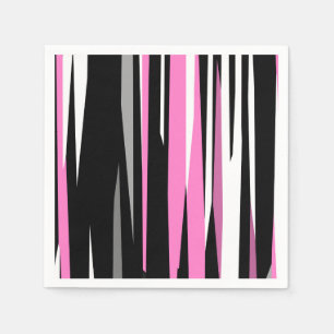 Pink Black and White Abstract Napkins