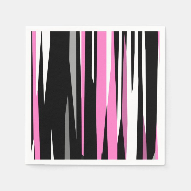 Pink Black and White Abstract    Napkins (Front)