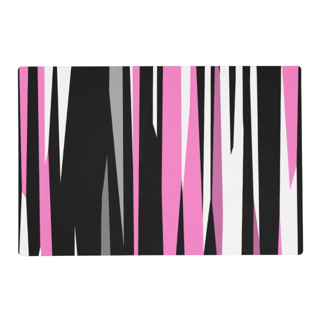 Pink Black and White Abstract     Placemat (Back)