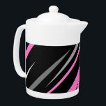 Pink Black and White Abstract     Teapot<br><div class="desc">Pink Black and White Abstract</div>