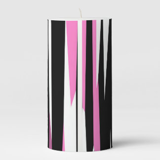 Pink Black and White Abstract Wash Cloth Pillar Candle