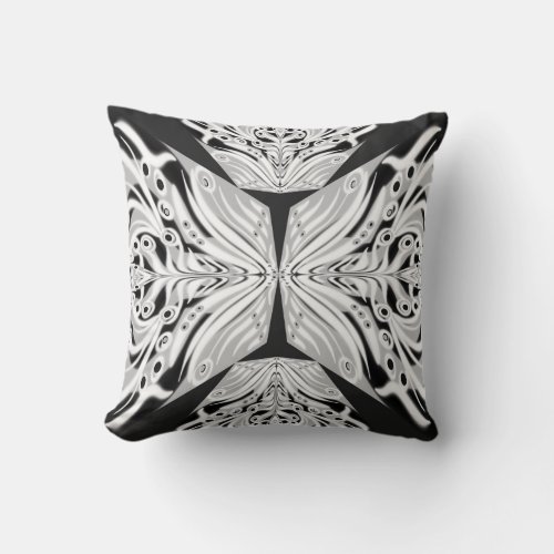 Pink Black And White Butterfly Winged Abstract  Throw Pillow