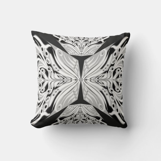 Pink Black And White Butterfly Winged Abstract  Throw Pillow (Front)
