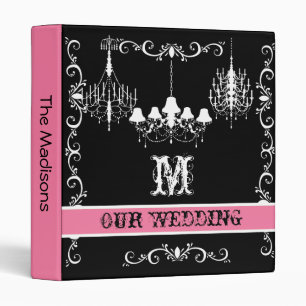 Pink, Black and White Chandelier Wedding Binder