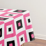 Pink Black and White Checkered Squares Pattern Fabric