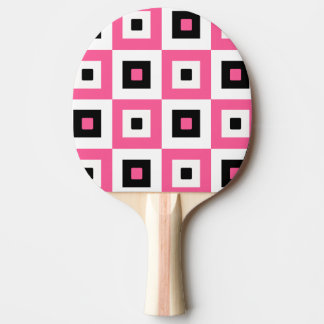 Pink Black and White Checkered Squares Pattern Ping Pong Paddle