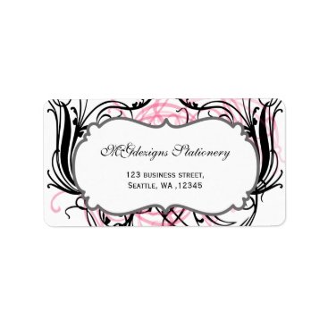 pink, black and white Chic Business address labels