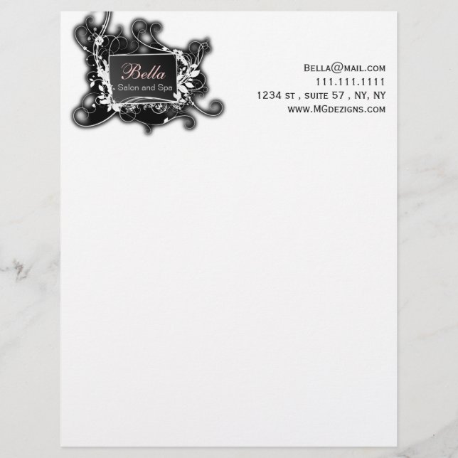 pink, black and white Chic Business letterheads Letterhead (Front)