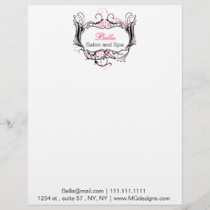 pink, black and white Chic Business letterheads Letterhead