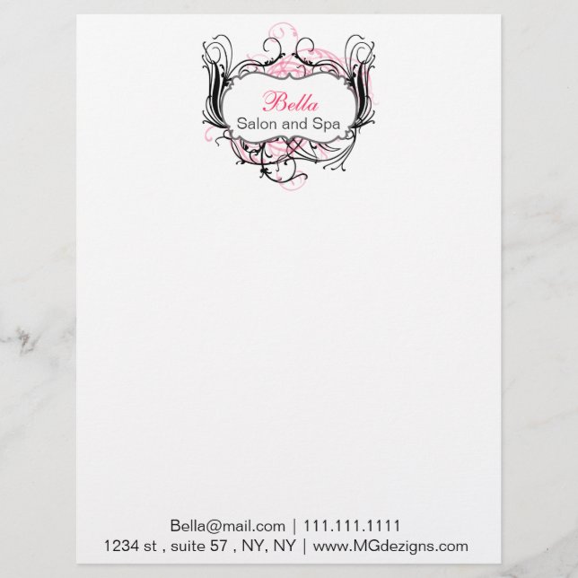 pink, black and white Chic Business letterheads Letterhead (Front)