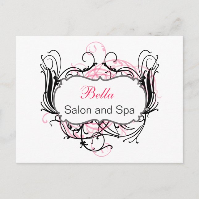 pink black and white Chic Business Thank You Cards (Front)