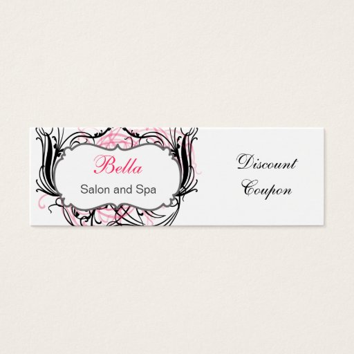 Customizable pink,black and white Chic discount coupon Business Card Templates