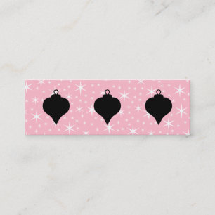 Pink, Black and White Christmas Design. Mini Business Card