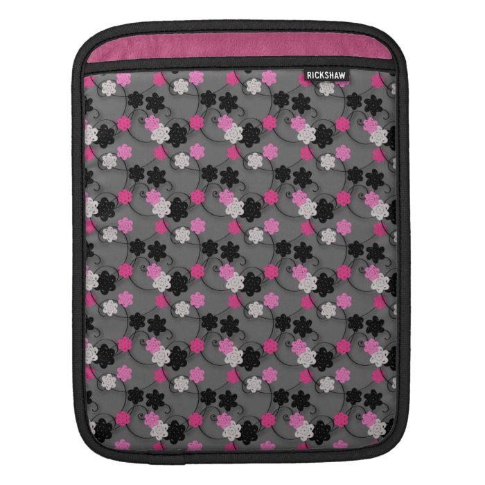 Pink Black and White Flower Pattern iPad Sleeves