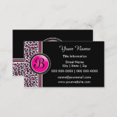 Pink, Black and White Leopard Print Business Card (Front/Back)