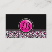 Pink, Black and White Leopard Print Business Card (Back)