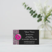 Pink, Black and White Leopard Print Business Card (Standing Front)