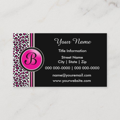 Pink Black and White Leopard Print Business Card