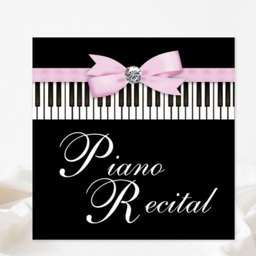 Pink Black and White Piano Keys Recital Invitation