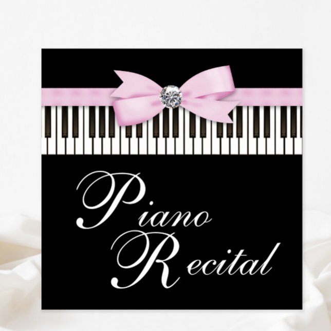 Pink Black and White Piano Keys Recital Invitation (You can change the text as needed for your event.)