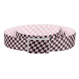 Pink Black And White Pied De Poule Pattern Belt