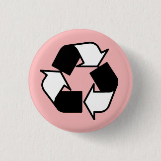 Pink Black and White recycle logo button