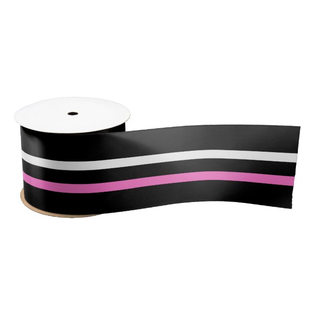 pink black and white satin ribbon (Spool)