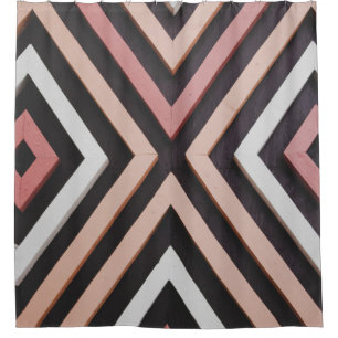 Pink, black, and white wall shower curtain
