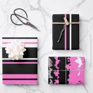 pink black and white wrapping paper sheets