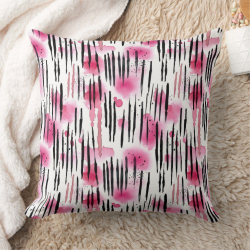 Pink Black Animal Abstract Throw Pillow