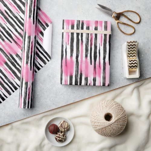 Pink Black Animal Abstract Wrapping Paper