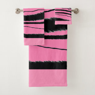 Pink Black Animal Print Gift Bath Towel Set