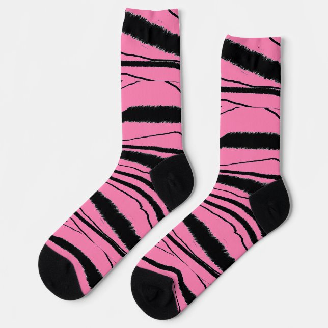 Pink + Black Animal Print Premium Crew Socks (Left)