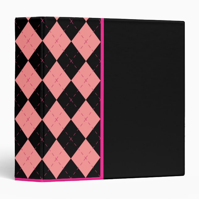 Pink Black Argyle Binder (Front/Spine)