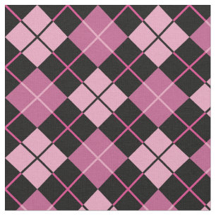 Pink & Black Argyle Fabric