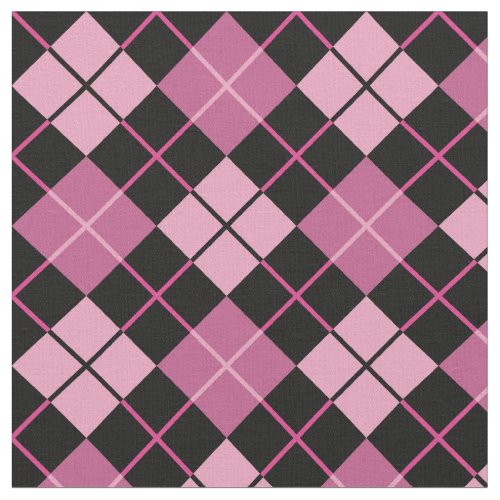 Pink  Black Argyle Fabric