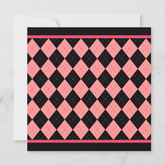 Pink Black Argyle Invitation (Front)